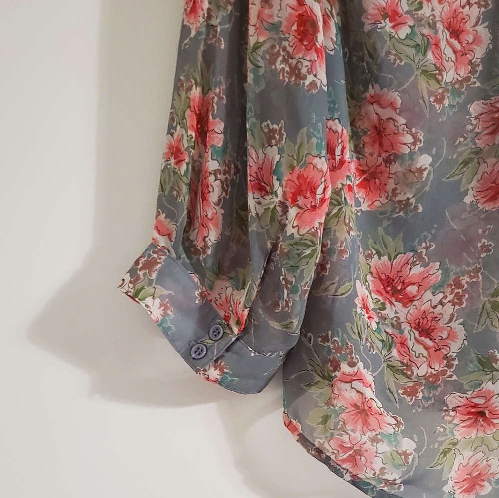 PLEIONE GREY‎ FLORAL BLOUSE..SIZE S - Picture 6 of 8